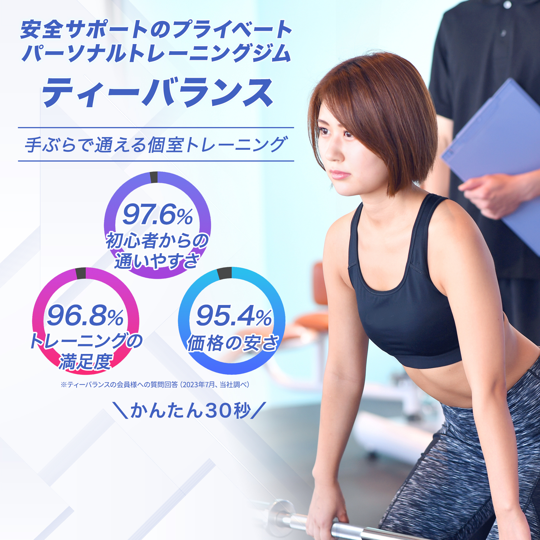 パーソナルトレーニングジムT-BALANCE（ティーバランス）初回無料・体験トレーニング・カウンセリング・入会申し込み