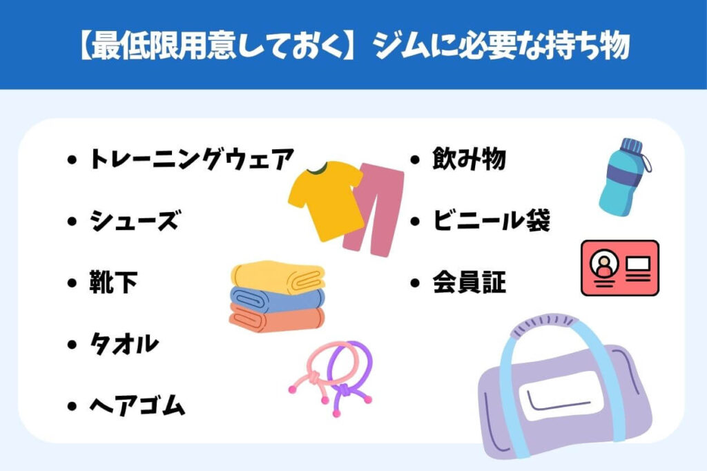 【最低限用意しておく】ジムに必要な持ち物