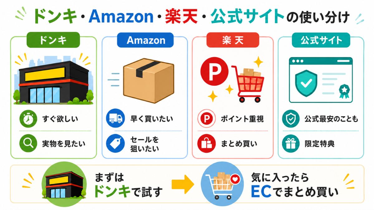 ドンキAmazon楽天公式サイトの使い分け